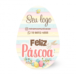Adesivo Páscoa Ovo Vinil Branco com recorte Eletronico 6x4cm 4x0 Brilho  Tema Listrado